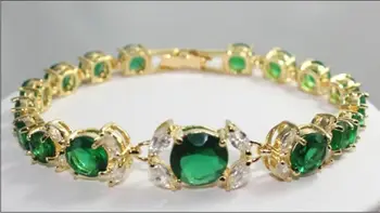 

3 color-fancy pink/ green/ blue stone Link Bracelet 7.5 inch women ^^@ SHIPPING 5.26