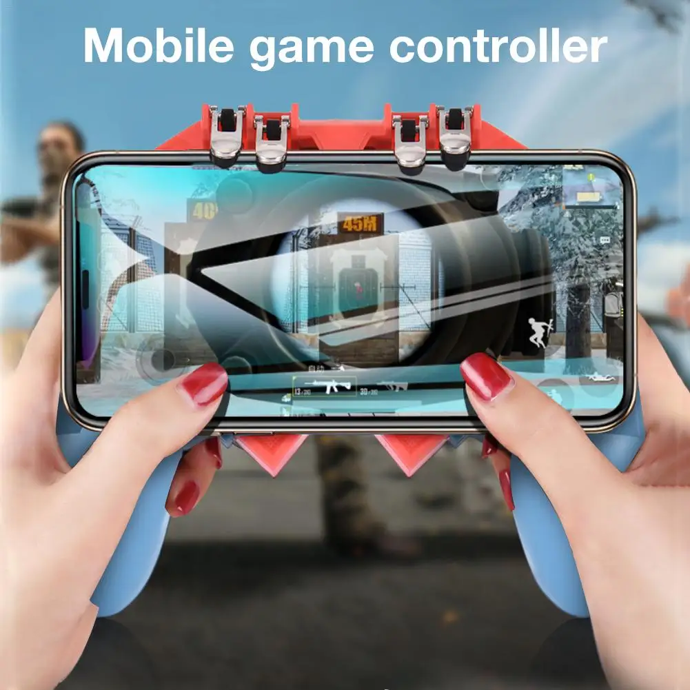 

Memo AK65 PUGB Helper Mobile Phone Gamepad Six Finger Mobile Controller Free Fire Button Joystick L1 R1 Trigger for PUBG Games