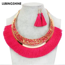 Винтажное многослойное Макси ожерелье с кисточками Комплект сережек для женщин свадебный ювелирный комплект Модный кристаллический шарик массивное ожерелье