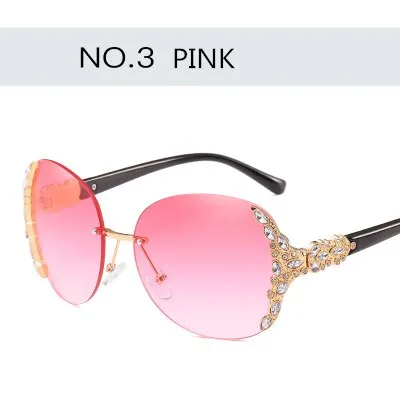 Модные уникальные солнцезащитные очки без оправы с кристаллами для женщин, пляжные солнцезащитные очки для отдыха, брендовые дизайнерские солнцезащитные очки oculos de sol - Цвет линз: 3
