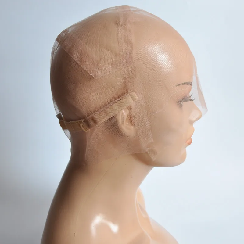 S/M/L Brown/Beige Full Lace Wig Cap For Making Wig Strong Swiss Lace Cap With Guide Line Sewn in For The Hairline