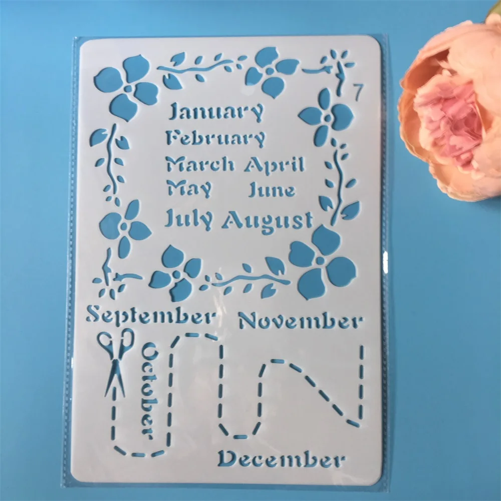 

26cm Month Calendar Flower DIY Craft Layering Stencils Painting Scrapbooking Stamping Embossing Album Paper Template