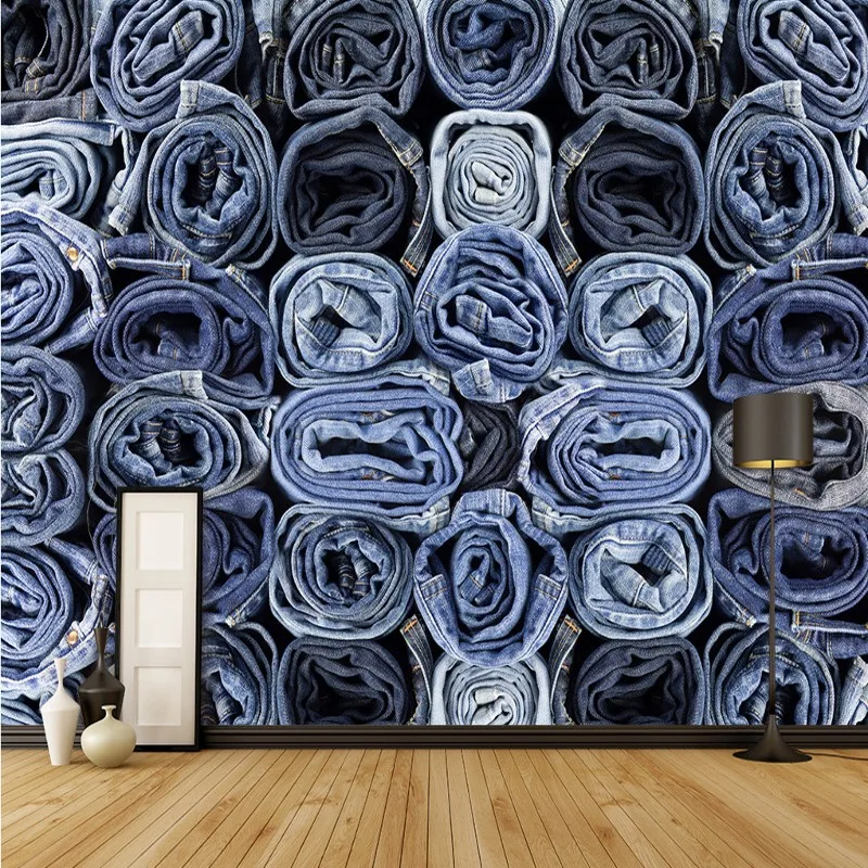 Personalizado pintura mural da parede loja de roupas Jeans imagem