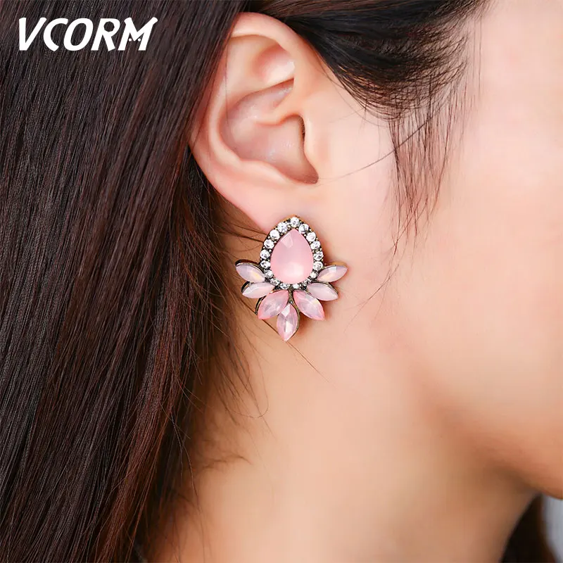 VCORM в Корейском стиле в форме капли воды Кристаллические серьги для Для женщин Женская мода Винтаж милые стразы серьги ювелирные изделия