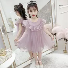 Детское платье; коллекция года; летнее модное платье для девочек-подростков; новые кружевные вечерние фатиновые платья-пачки с оборками; элегантное платье для девочек; одежда для детей; От 4 до 12 лет