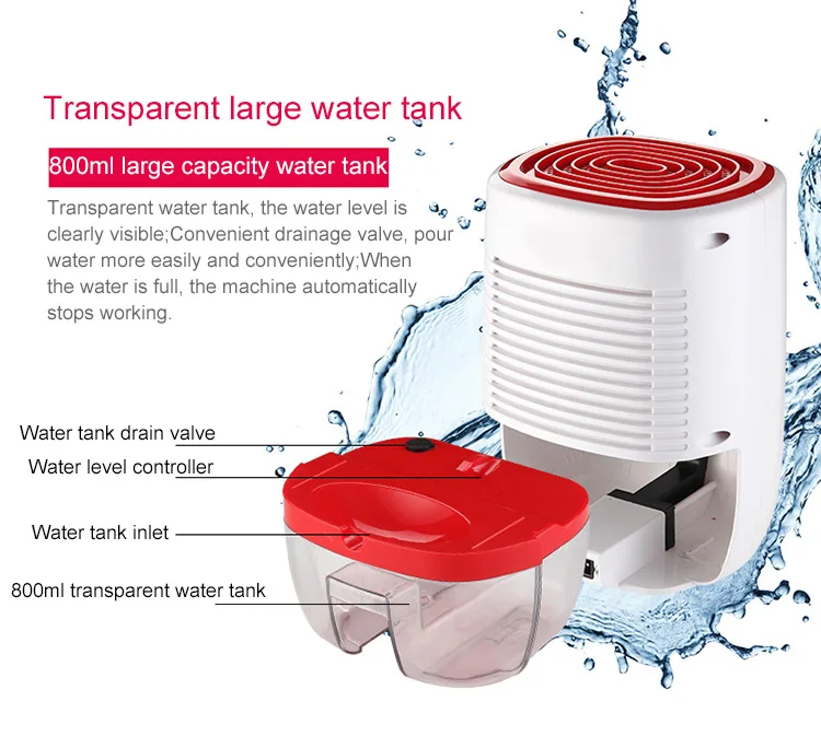 DMWD портативный мини-осушитель Электрический абсорбирующий Осушитель Воздуха бесшумный влагопоглотитель автоотключение светодиодный индикатор 800 мл для гардероба EU