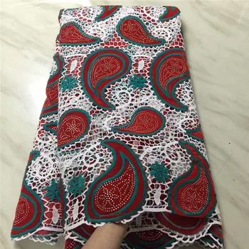

Wholesale Embroidery Guipure Cord Lace Fabric High Quality African Lace Fabric 2018 Latest Water soluble Stones For Party H1335