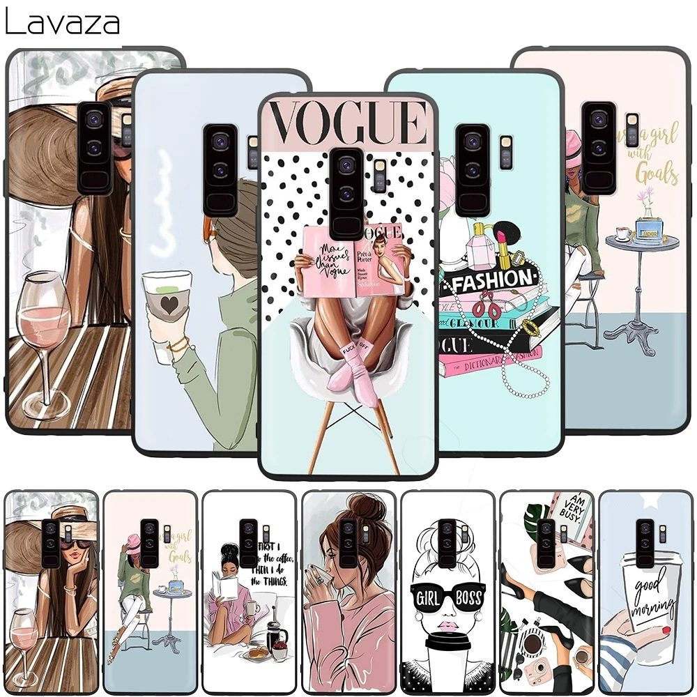 

Lavaza Vogue Princess Girls Female Coffee Case for Samsung Galaxy J6 A9 A8 A7 A70 A6 A5 A50 A40 A30 A3 A10 2018