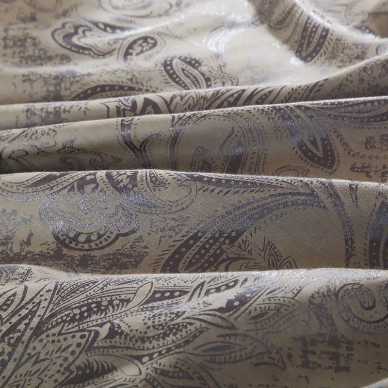 Waliicorners Comfy Bedding Froral Jacquard Satin and cotton King Queen size 4-pieces Bedding Set Luxury, Gray Golden Bedsheet/Fitted shet set 32 105
