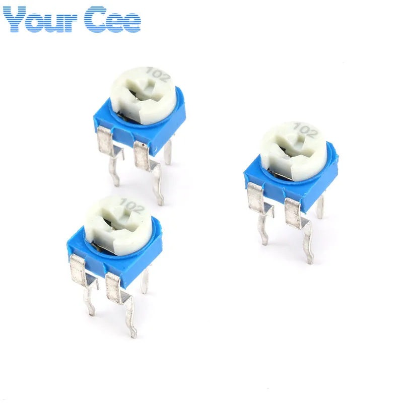50pcs Potentiometers RM065 Horizontal Trimpot Blue White Adjustable