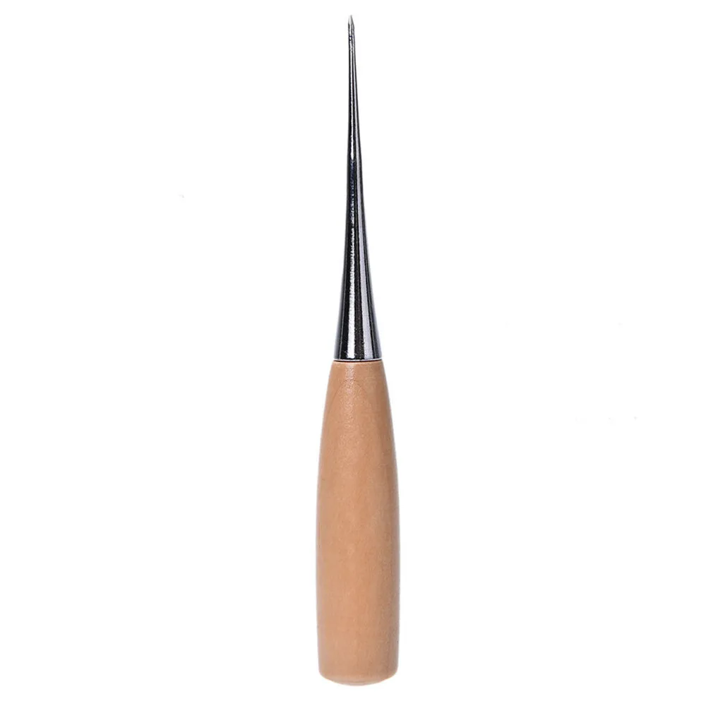 

1PCS Professional Cloth Awl Sewing Tool Hole Punching Leather Wood Handle Awl Craft Stitching Leather Tools