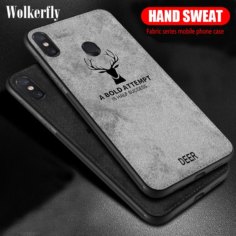 

Cloth Textured 3D Deer Pattern Phone Case For Xiaomi Mi 8 SE Lite Max 3 Redmi 6 Pro Note 5 6A Canvas Soft TPU Silicone Back Cove