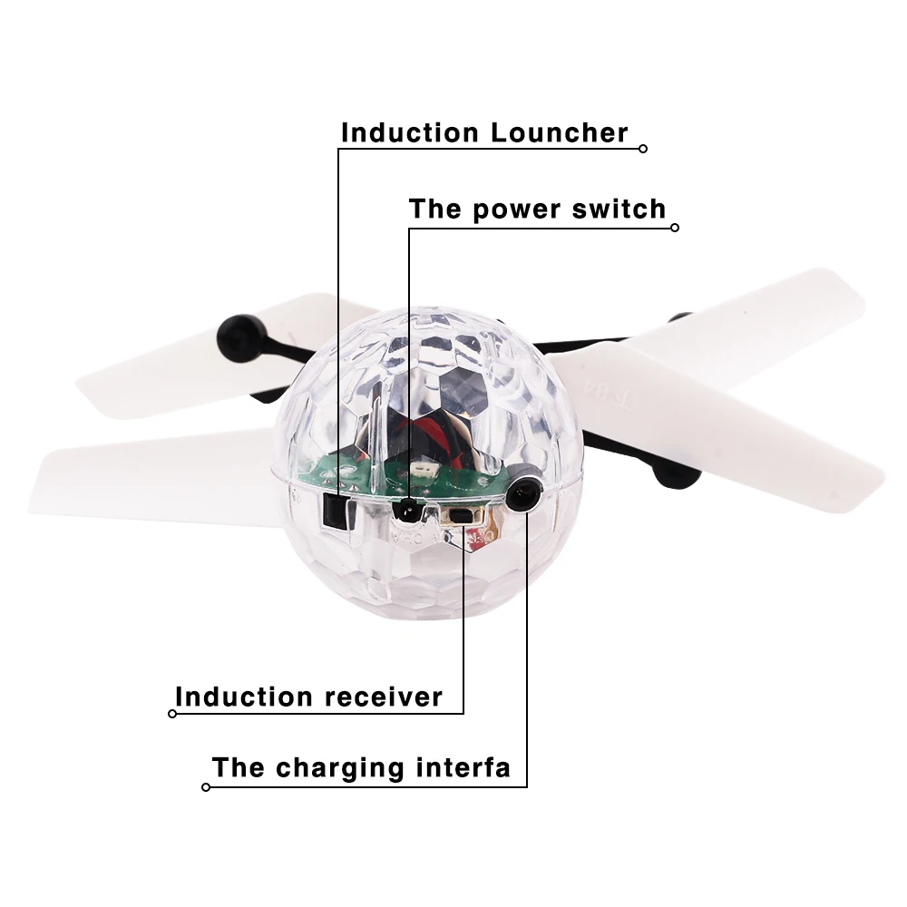 RC Игрушка самолет Летающий бал Вертолет дрон на пульте управления С сияющей светодиодной лампой Встроенная музыка Для детей подростков
