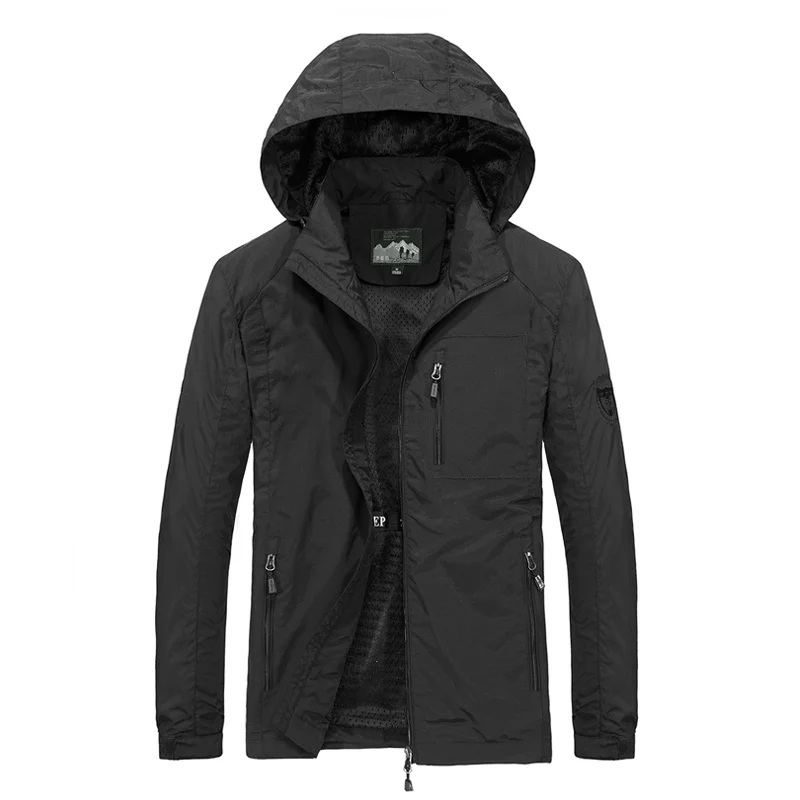 UNCO& BOROR, новинка, Мужская ветровка, куртки для мужчин, весна-осень, тонкая куртка, пальто, мужская верхняя одежда, брендовая одежда размера плюс M-6XL - Цвет: black