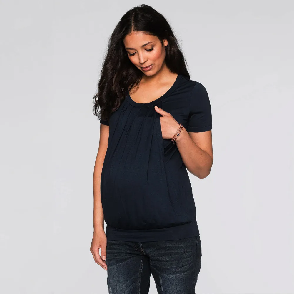 Women's Maternity Nursing Wrap Top Solid Wrinkled Double Layer Blouse T Shirt maternity tops maternity clothes L320 Women's Maternity Nursing Wrap Top Solid Wrinkled Double Layer Blouse T Shirt maternity tops maternity clothes L320