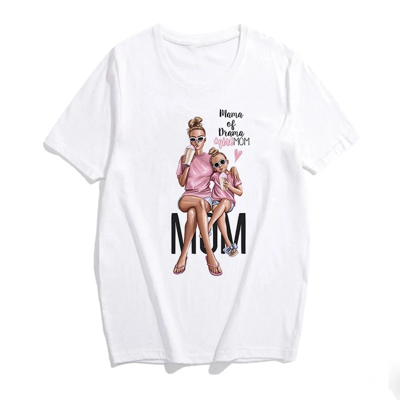 Женская футболка с принтом супер мама LUSLOS Girl Mama летняя женская модная в Корейском