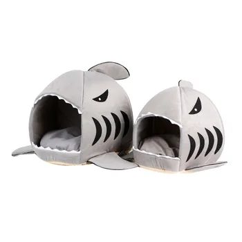 

Cute 1PC Sponge Dog Beds Shark Mouth Pet Dog Cat House Removable Washable Cartoon Dog Bed Kennel Funny Supplies