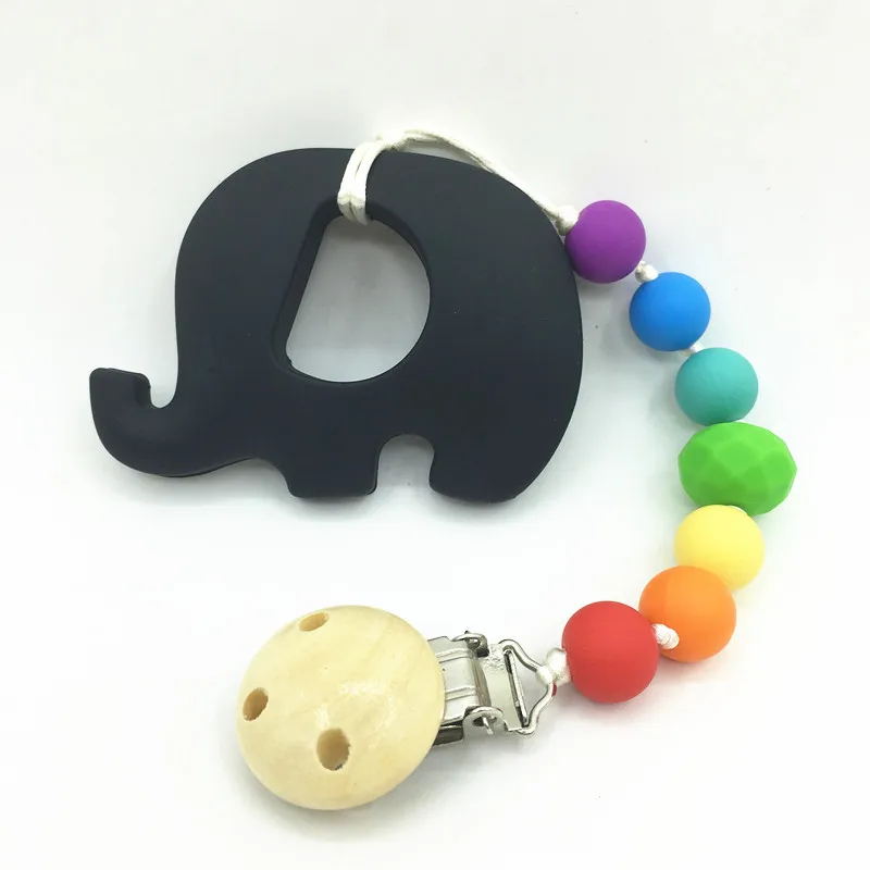 New Silicone Teething pacifier Clips with elephant pendant necklace