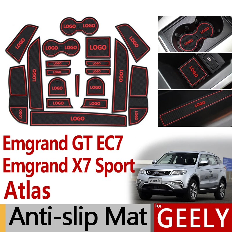 

Anti-Slip Rubber Gate Slot Cup Mat for Geely Emgrand 7 EC7 GT GC9 GS X7 Atlas Emgrand X7 Sport NL3 NL-3 Accessories Sticker 2017