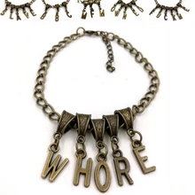 WHORE sexy anklet slave swinger lifestyle jewelry CUCKOLD QUEEN OF SPADES ALPHABET AL004