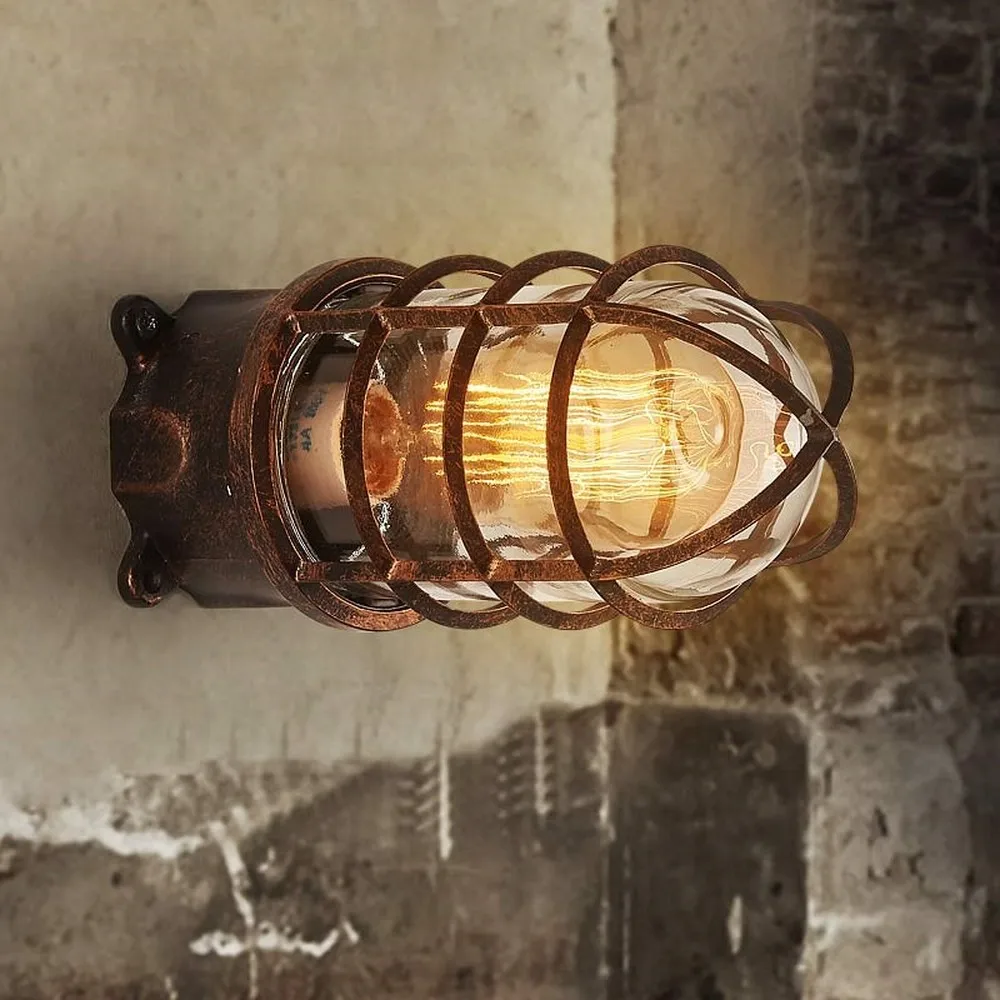 

Loft outdoor wall lamp retro wrought iron wall light personality waterproof sconce corridor creative led wall light LU809944