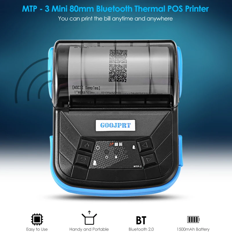 

GZM8004 80mm Wireless printer Mini Portable POS Thermal Receipt Printer Bluetooth 4.0 Support Android or iOS both Systems