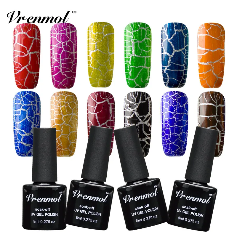 

Vrenmol 1pcs Crackle Nail Gel Polish Cracking Nail Varnish 12 Coloredl Gel Lacquer Professional Crack Shatter Gel