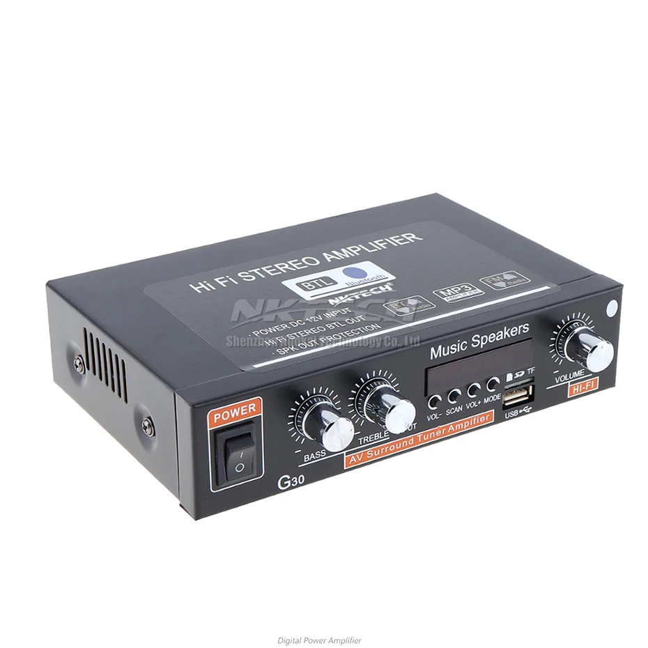 Усилитель мощности NKTECH Bluetooth цифровой аудиоплеер 2x18 Вт динамик IR Hi Fi стерео FM DVD SD