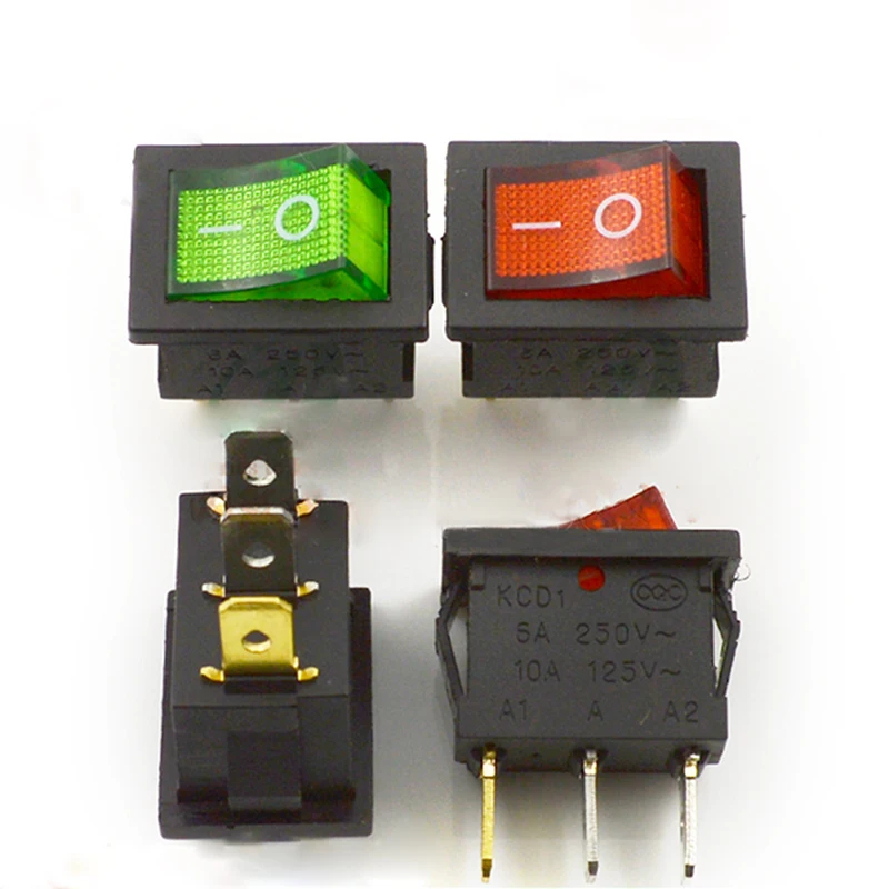 

10pcs-200pcs Ship Type Boat Switch With Light Power 21 * 15MM Red Green Unipolar 3 Feet Two Files Rocker Switch