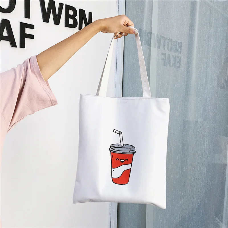 

Canvas fashion shoulder portable tide Korean version of the small fresh printed handbags simple student literary shopping bag