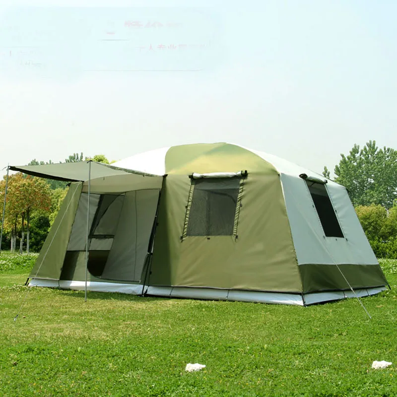 

High quality 10Persons double layer 2rooms 1hall large outdoor family party camping tent