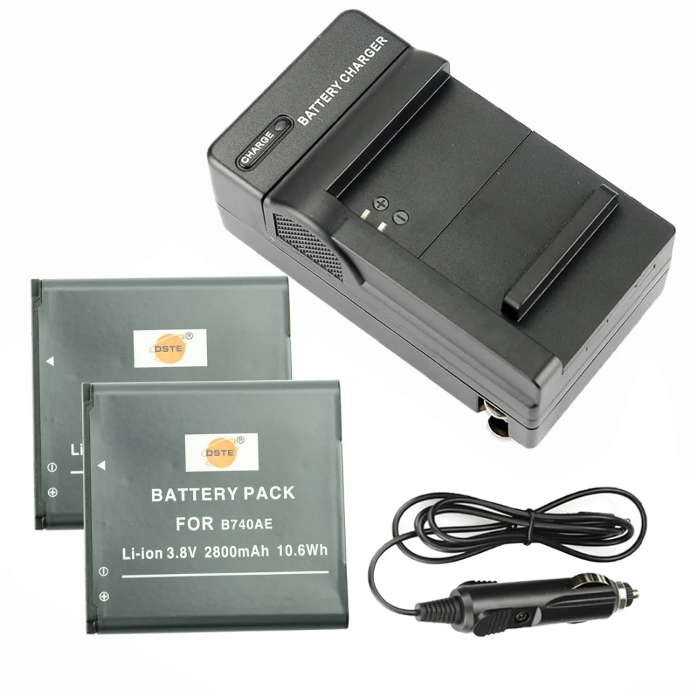DSTE 2 шт B740AE аккумуляторная батарея с дорожным и автомобильным зарядным устройством для samsung NX Mini0 S4 Zoom NX MINI NX3000 SM-C101 SM-C1010