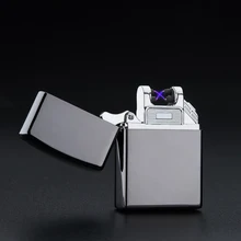 New Arc lighter Double Pulsed Slim Windproof cigarette cigar Personality Electronics Usb Novelty Smoking