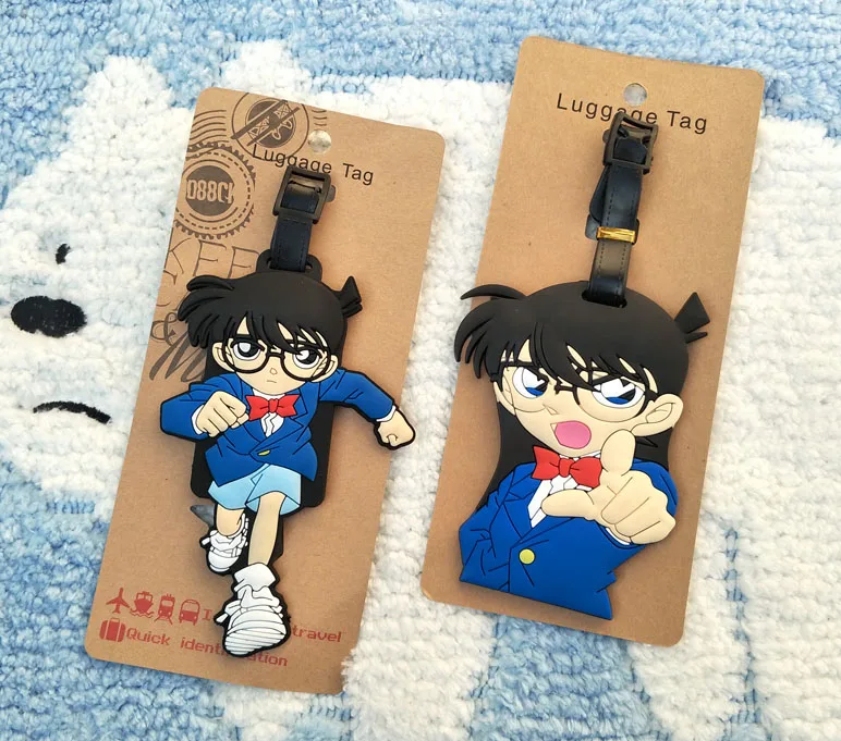 Detective Conan Anime Luggage Tag Pvc Pendants Portable Travel Label