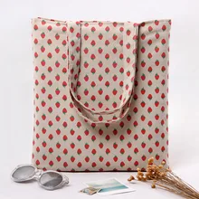 YILE 2 слоя из хлопка и льна эко многоразовая сумка для покупок с короткими ручками, сумка для переноски-клубника L259
