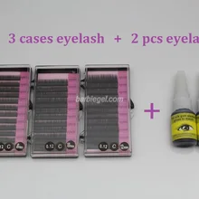 1 комплект идеальный макияж, накладные ресницы Набор для наращивания 3 чехла Накладные ресницы+ 2 шт. клей для ресниц инструмент для красоты
