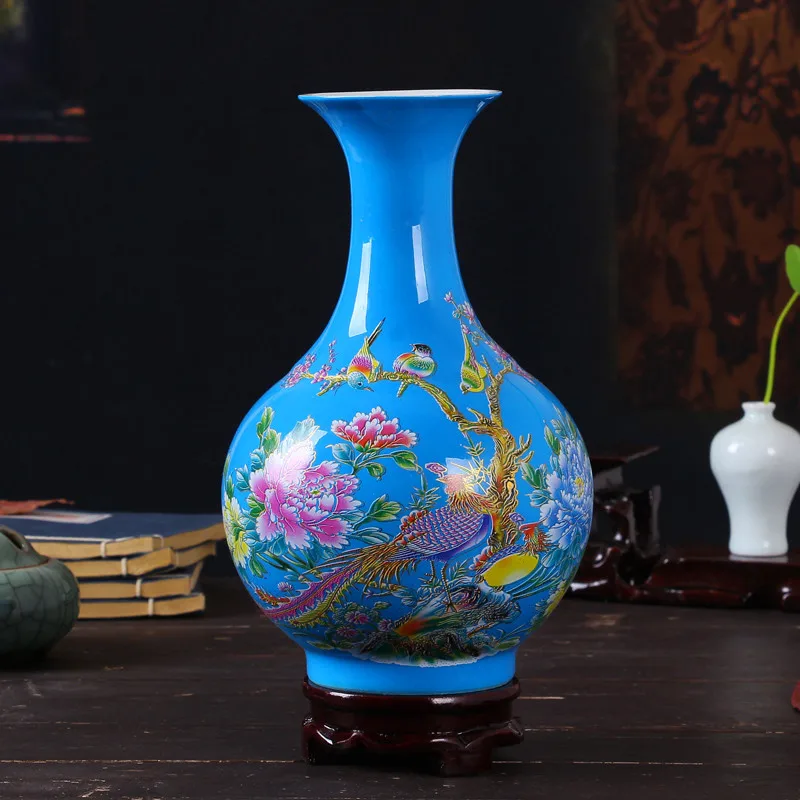 

2019 New Vase Chinese Symbol Element vase Ceramic jar container color bottle decoration artificial flower