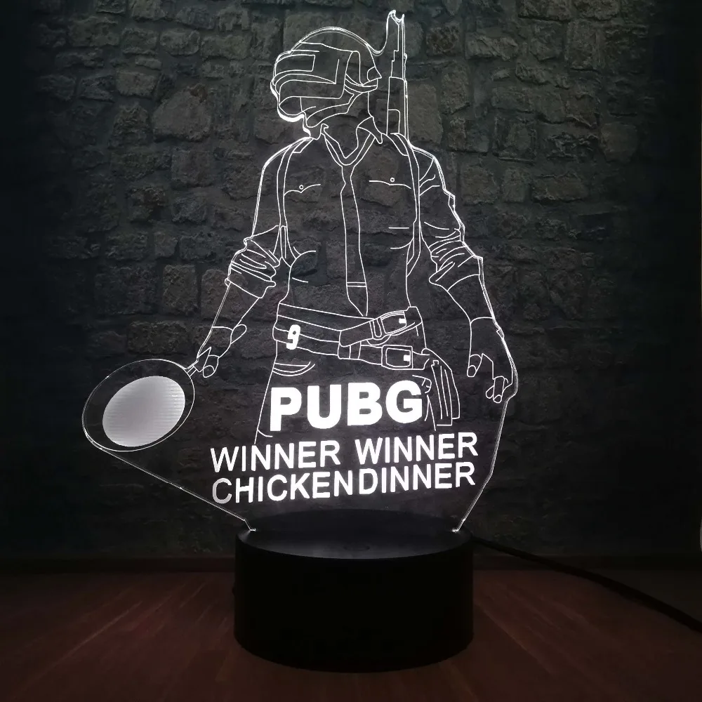 Прохладный битва Royale игра PUBG победитель 3D ночной Светильник СВЕТОДИОДНЫЙ 7 цветов Иллюзия Изменение Настольная лампа для детей подарок на день рождения Домашний декор