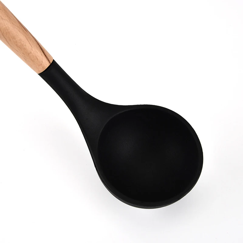 New 5Pcs/Set Silicon Kitchen Cooking Tool Set With Wooden Handle Heat Resistant Turner Soup Ladle Spoon Set Cooking Accessories New 5Pcs/Set Silicon Kitchen Cooking Tool Set With Wooden Handle Heat Resistant Turner Soup Ladle Spoon Set Cooking Accessories