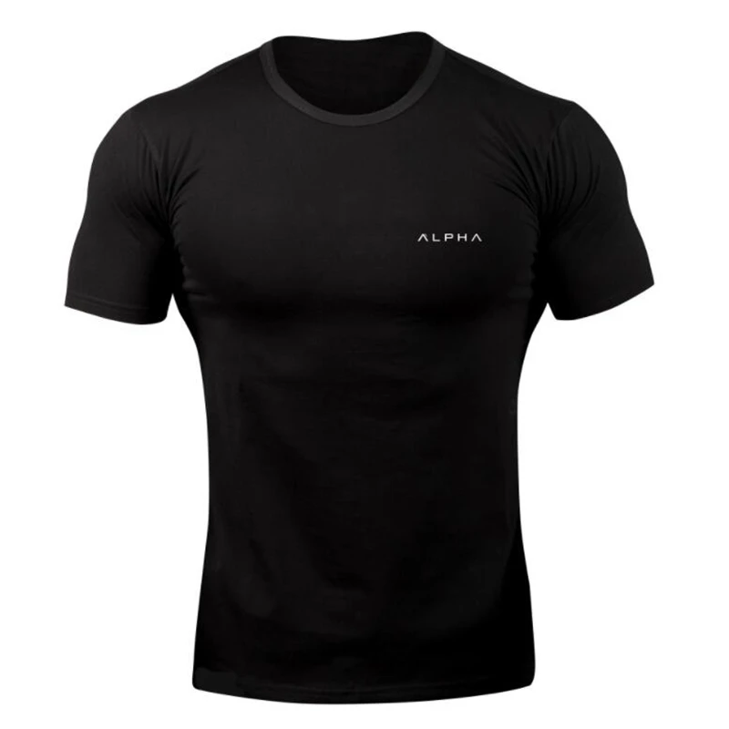 

New ALPHALETE Men's T-Shirts Fashion Short Sleeved Fitness Bodybuilding Shirt For Men Workout Slim Fit Cotton tee