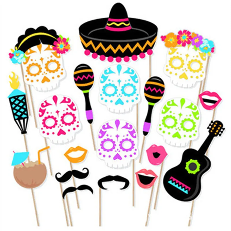 

21PCS Cinco de Mayo mask funny style Mexican festival supplies photo props