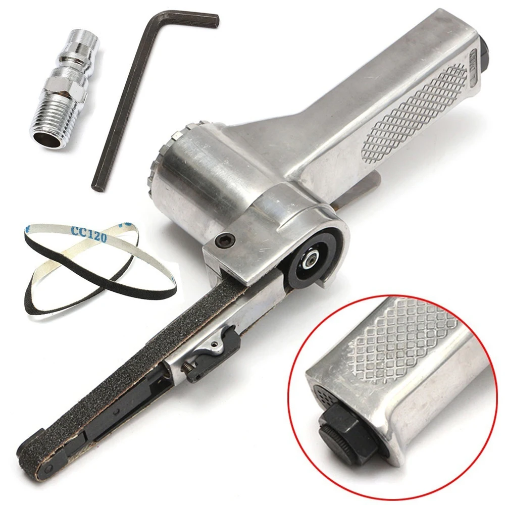 

Meterk 3/8" Air Belt Sander Air Angle Grinding Machine with Sanding Belts for Air Compressor Sanding Useful Pneumatic Tool Set
