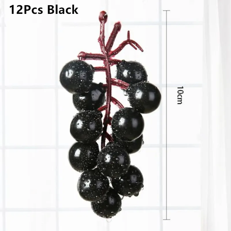 12pcs Black Grapes NieNie, 2 шт., искусственный виноград, сделай сам, искусственные фрукты, пластик, искусственные фрукты, искусственный изюм для рождества, дома, свадьбы, украшения - Цвет: 12pcs Black Grapes