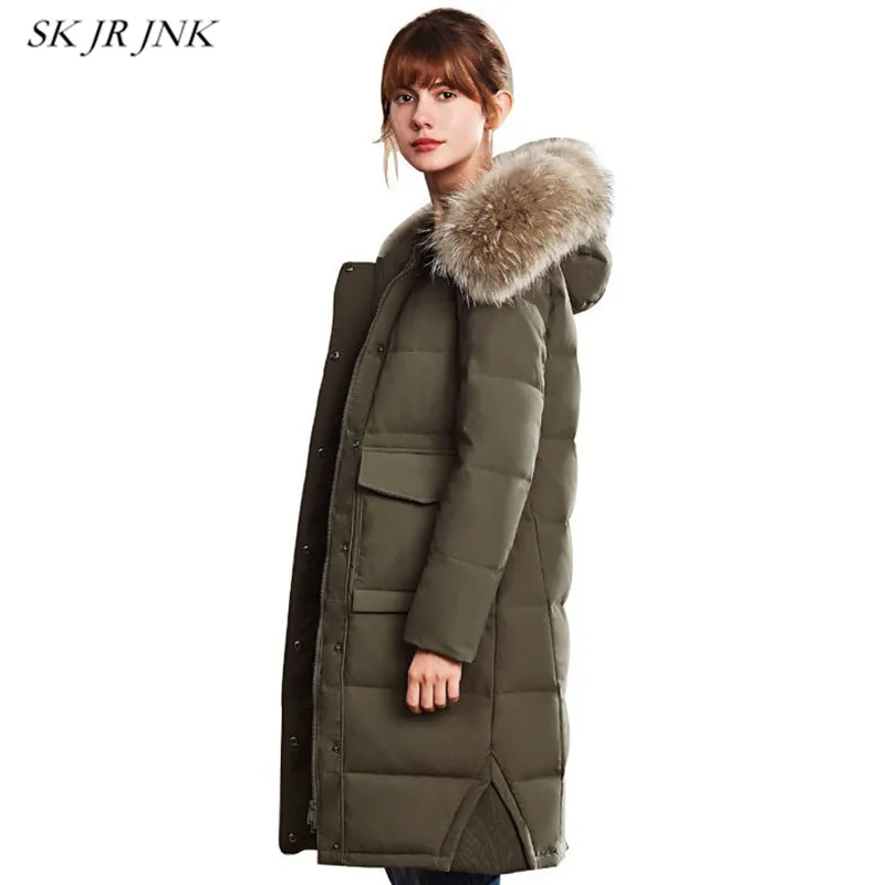 Women White Duck Down Parkas 2018 Winter Fashion Warm Hooded Down
