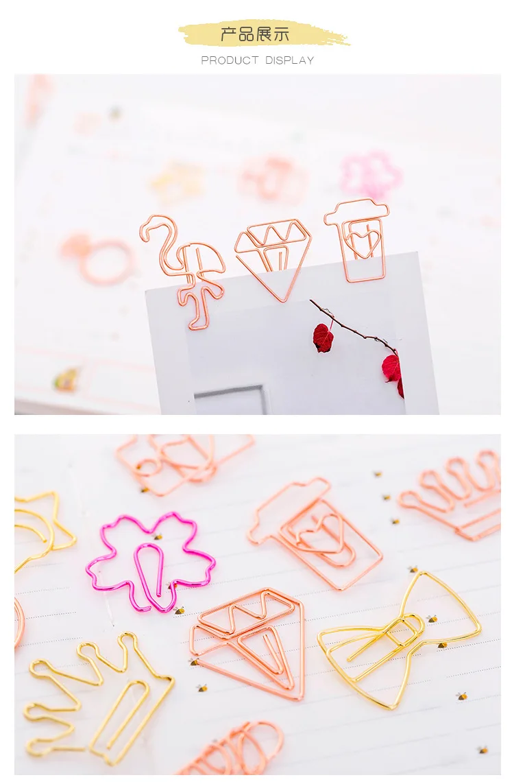Bonito dos Desenhos Clipe de Papel Simples para Modelar Lote Animados Marcador Rose Gold Clip Holder Metais Criativo Clipe Estudante 50 pc - 5 High Quality Material escolar e de escritório