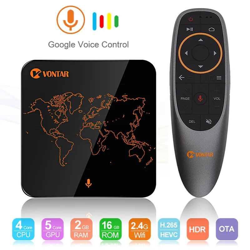 VONTAR V1 голос Управление Android 7 1 Смарт ТВ BOX Amlogic S905W 2 ГБ/16 ГБ Потоковое вещание