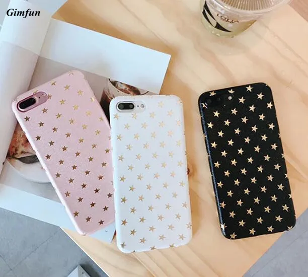 

Gimfun Pu Leather Pattern Stars Phone Case for Iphone 7 7plus 6 6s 6plus 8 X Simple Glitter Soft Tpu Case Back cover capa