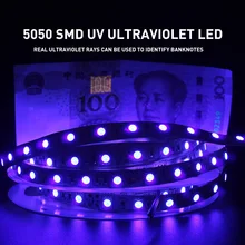 Ультрафиолетовый 5050 SMD светодиодный светильник 0,5-5 м водонепроницаемая лента фиолетовая гибкая лента лампа DC12V 395-405nm для DJ флуоресценции