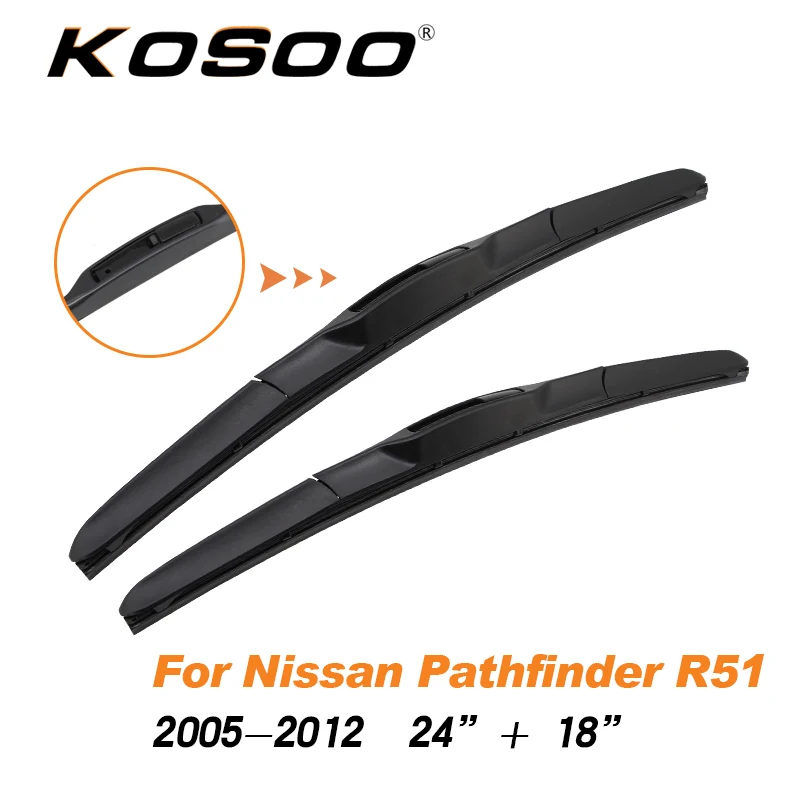 KOSOO для NISSAN Pathfinder R51/R52 Fit J Hook Arm модель года от 2005 до Авто натуральный каучук щетки стеклоочистителя ветрового стекла - Цвет: R51 2005-2012 S-2418