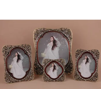 

Antique European Style Wedding Photo frame Birthday Gift Hollow Flower Frame Table Diamond photo Frame